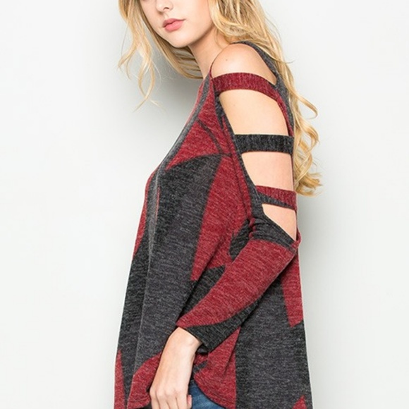 Open Long Sleeve Ladder Cut Out Tunic Top - Picture 4 of 6